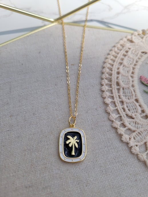 Black & White Palm Tree necklace