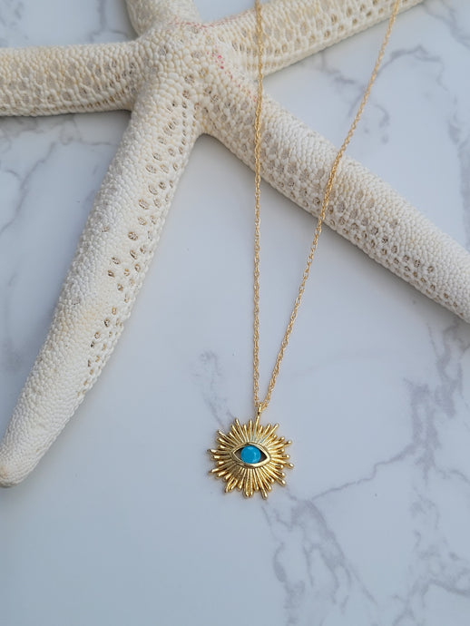 Dainty Turquoise Sun Necklace