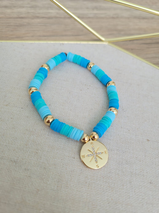 Turquoise Heishi Compass Bracelet