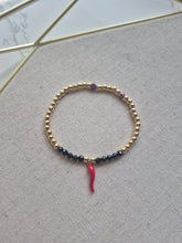 Load image into Gallery viewer, Red Italian Horn Protection Bracelet - Black Tourmaline