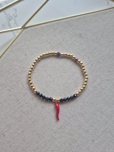 Red Italian Horn Protection Bracelet - Black Tourmaline