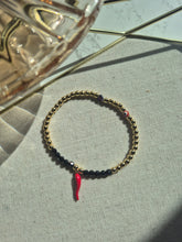 Load image into Gallery viewer, Red Italian Horn Protection Bracelet - Black Tourmaline