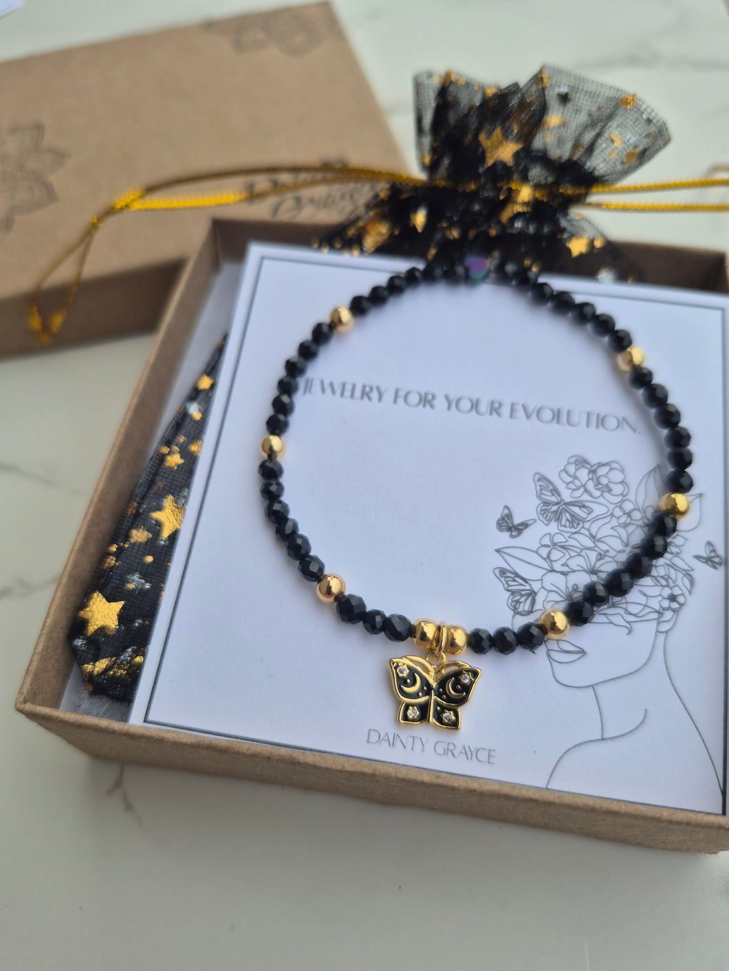 Butterfly Evolution - Black Tourmaline bracelet