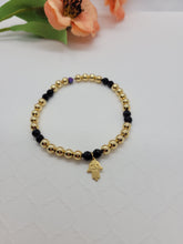 Load image into Gallery viewer, Black Tourmaline Hamsa Protection Bracelet