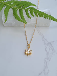 Dainty Marijuana Leaf Necklace